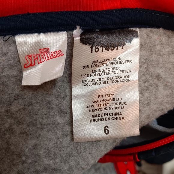 Spider-Man Hoodie Full Zip Boys Size 6 - Picture 3 of 3